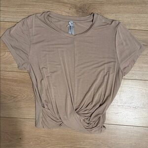 Women's Tan Twist Front Top